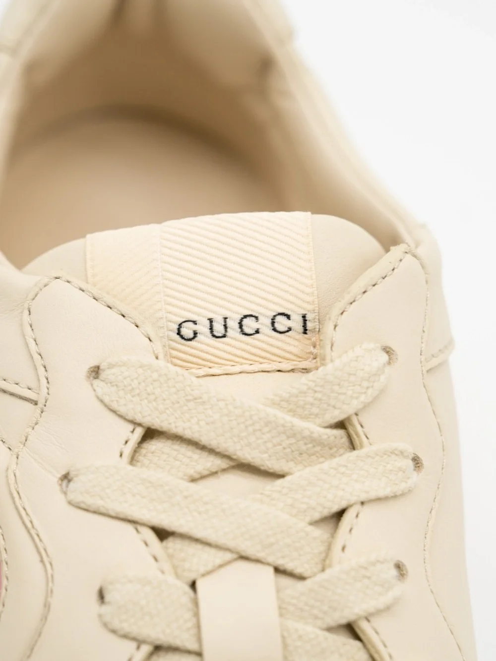 size 40.5G 10.5 US Gucci Rhyton Ivory GG cut Out Pink Leather Sneakers - Picture 8 of 12